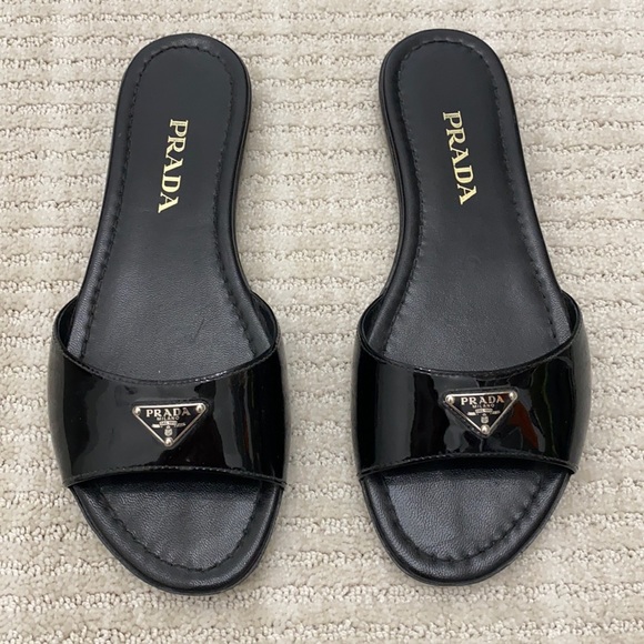 Prada Shoes - PRADA 100% Authentic patent slide sandals